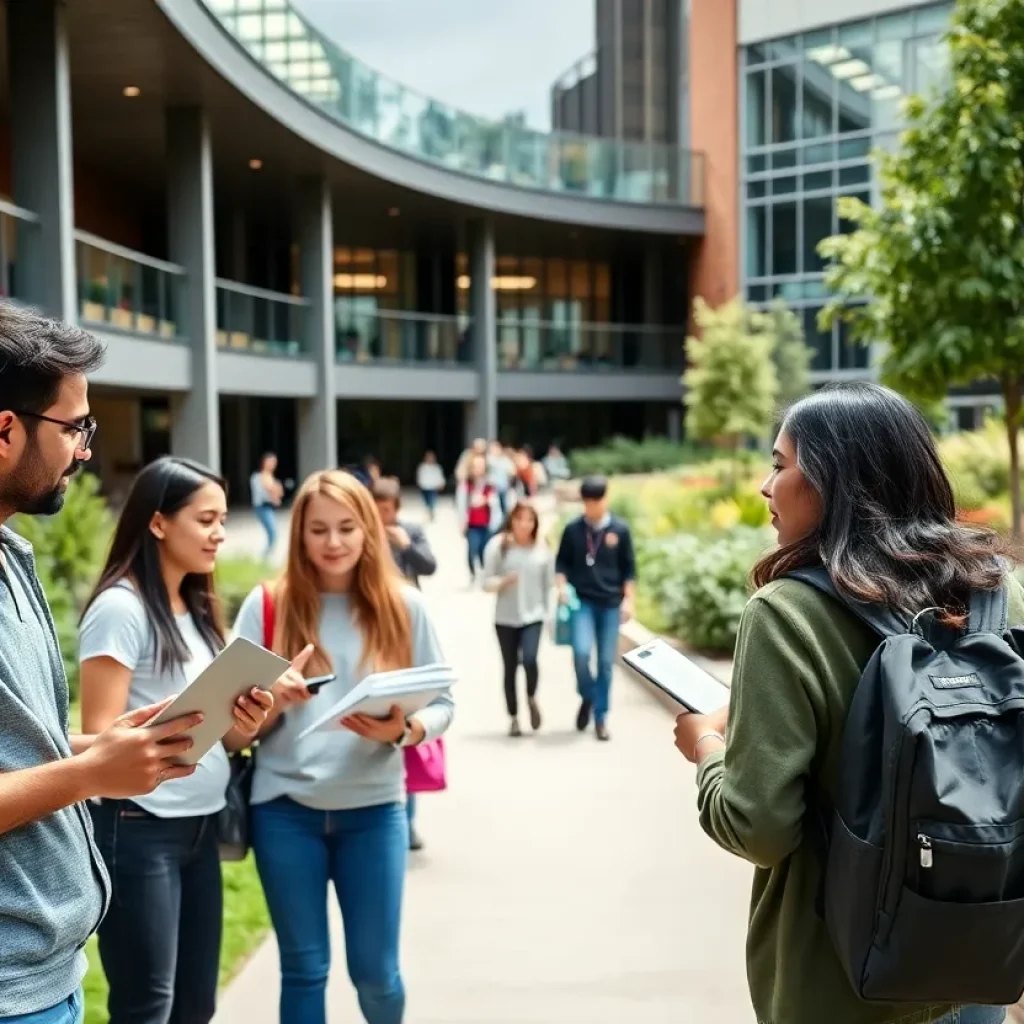 Students collaborating at UAB campus