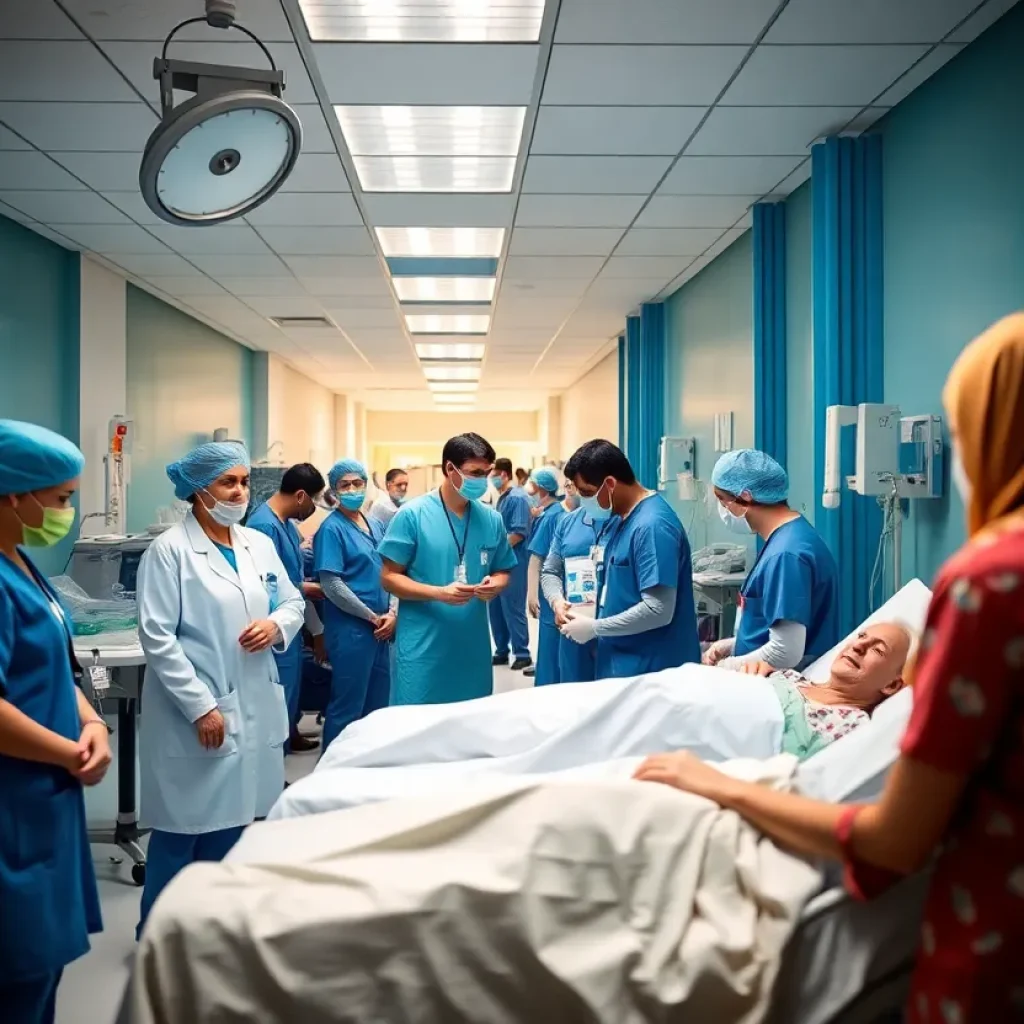 Healthcare professionals collaborating in a hospital setting