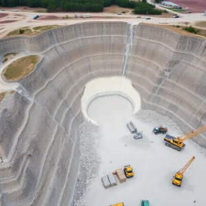 Aerial view of Vulcan Materials limestone quarry