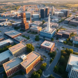 Aerial view of Birmingham, Alabama showcasing educational institutions and aerospace industry