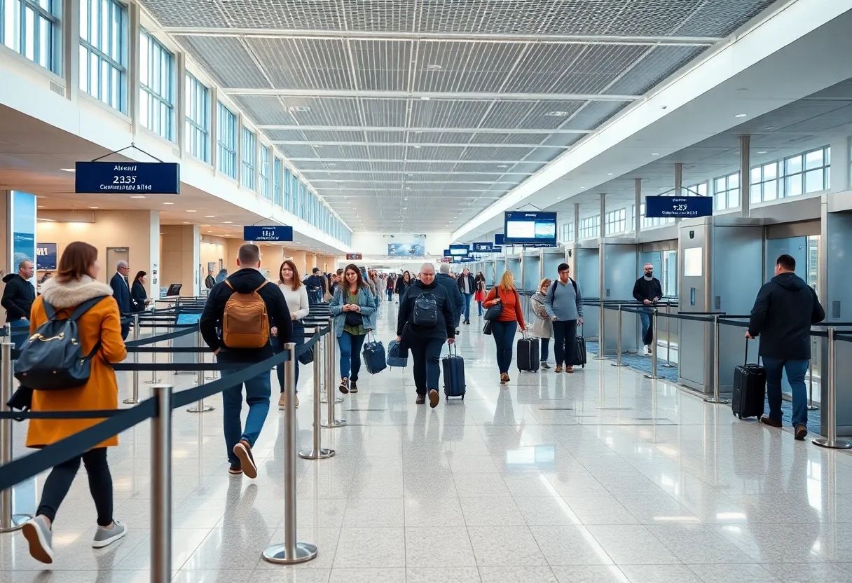 Passengers using new security lanes at Birmingham Airport