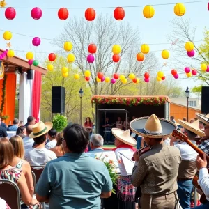 People enjoying a spring concert in Birmingham with orchestra and mariachi performance