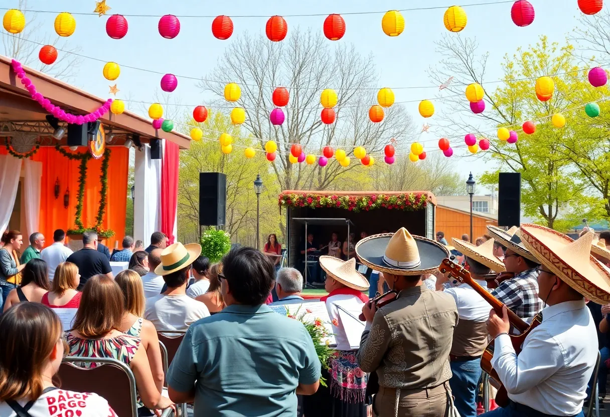 People enjoying a spring concert in Birmingham with orchestra and mariachi performance